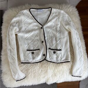 RIHOAS Black and White Cardigan Sweater